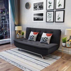 Luxury Luxe Beige Fabric Multifunction Folding Foam Sofa Bed – 3-Seater, Convertible, No Assembly Required, Modern Design, Comfortable Sofa Bed for Living Room (Black)