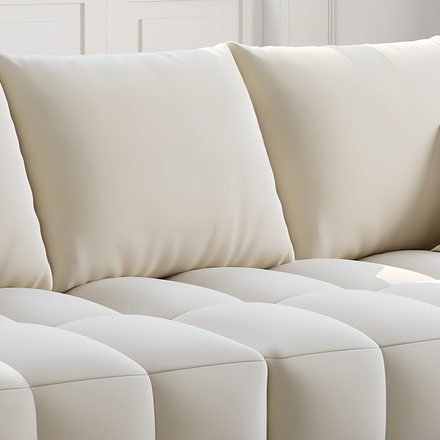 Luxury Luxe Cloud Shaped Sofa Set - Plush Ergonomic Fabric Sofa with Footstool | Off-White Single/Double/Three/Four Seaters | Eco-Friendly & Durable (Footstool 75Dx75Wx38H cm) - Image 5