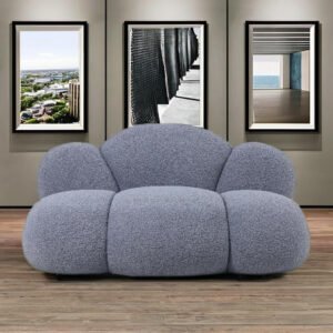 Luxury Luxe "Lazy Cloud" Modern Grey Fabric 2-Seater Sofa – Soft & Durable Couch for Living Room, Bedroom | Armless Minimalist Design | Comfy Sponge-Filled Furniture
