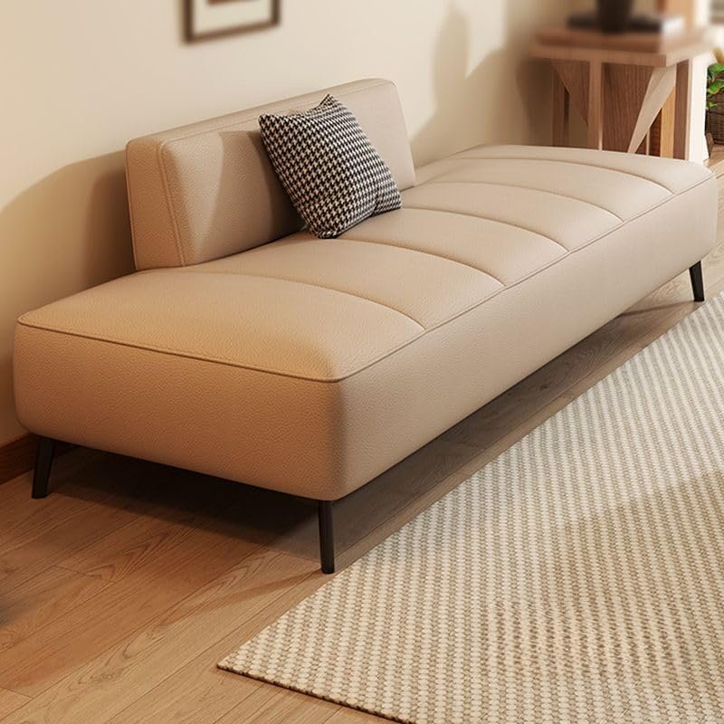 Luxury Luxe Modern Stain-Resistant Anti-Cat Scratch Leather 3-Seater Sofa | Dove Grey/Coffee/Apricot | Pine Wood Frame & Memory Foam Seat | 68" Armless Contemporary Sofa for Living Room (Green) - Image 3