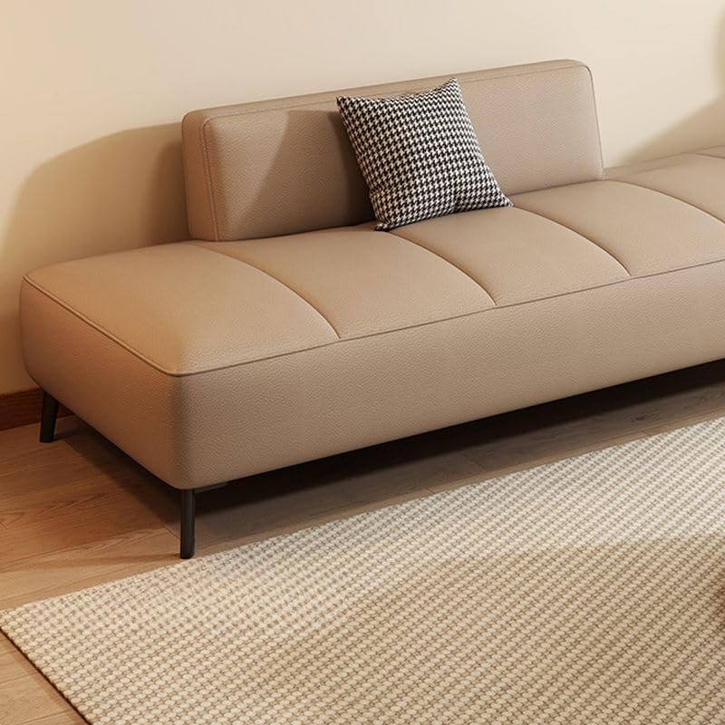 Luxury Luxe Modern Stain-Resistant Anti-Cat Scratch Leather 3-Seater Sofa | Dove Grey/Coffee/Apricot | Pine Wood Frame & Memory Foam Seat | 68" Armless Contemporary Sofa for Living Room (Green) - Image 5