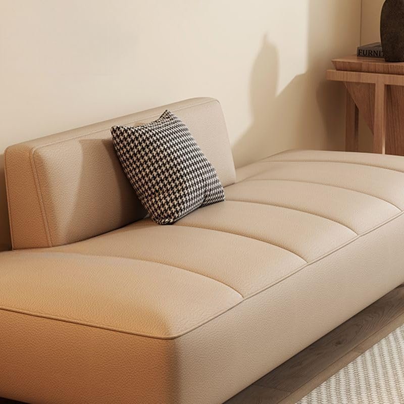 Luxury Luxe Modern Stain-Resistant Anti-Cat Scratch Leather 3-Seater Sofa | Dove Grey/Coffee/Apricot | Pine Wood Frame & Memory Foam Seat | 68" Armless Contemporary Sofa for Living Room (Green) - Image 6