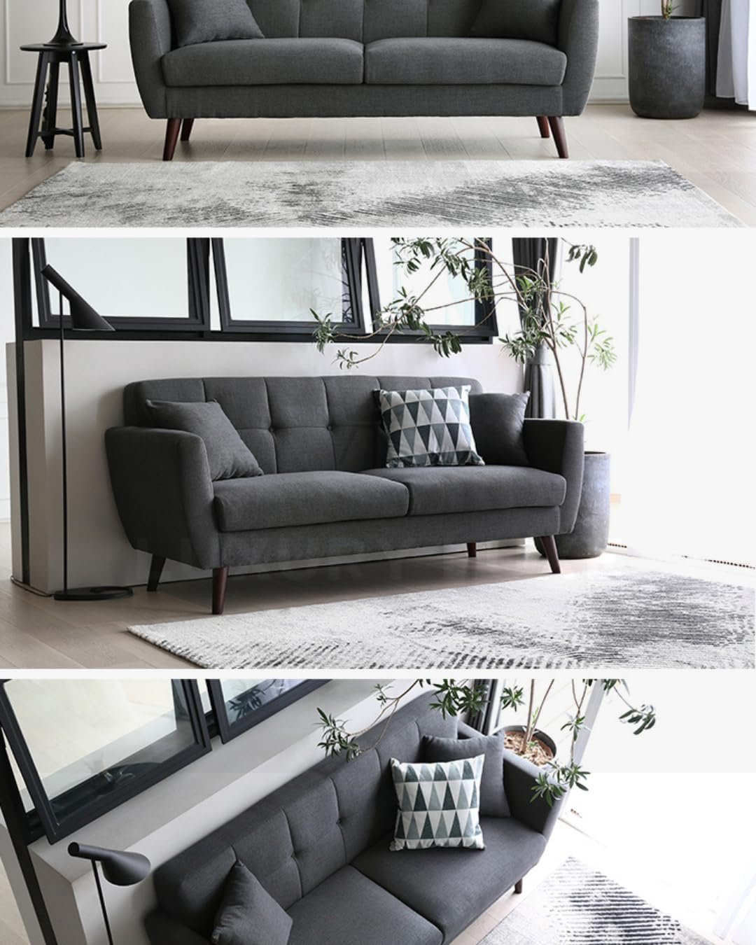 Luxury Luxe Chesterfield Sofa - Nordic 1/2/3 Seater, Eucalyptus Frame, Plush Polyester Fabric, Modern Scandi Design for Living Room & Apartments (Light Grey, Single Seater: 88 cm) - Image 5