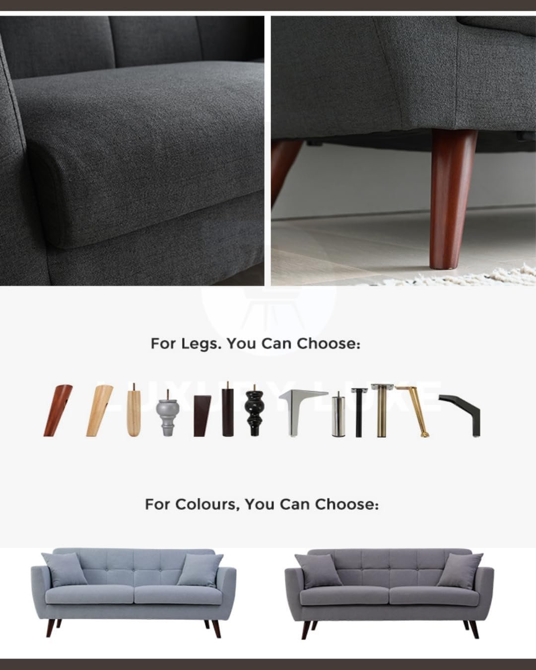 Luxury Luxe Chesterfield Sofa - Nordic 1/2/3 Seater, Eucalyptus Frame, Plush Polyester Fabric, Modern Scandi Design for Living Room & Apartments (Light Grey, Single Seater: 88 cm) - Image 6