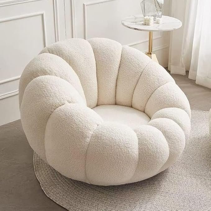 Luxury Luxe White Lamb Fleece Sofa - Modern Nordic Minimalist Single Seater with Footstool, 200kg Capacity, Indoor Living Room Furniture (No Assembly) (OFF WHITE, 3 SEATER ONLY 180 CM) - Image 4