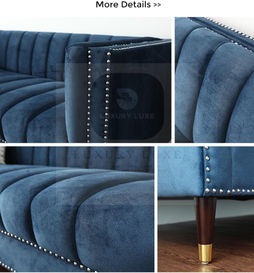 Luxury Luxe Velvet Chesterfield Sofa - 3-Seater Tuxedo Tufted Channel Back Sofa, Mid-Century Modern Velvet Couch for Living Room, Apartment (High Grade Foam, Eucalyptus Frame) (Green) - Image 4