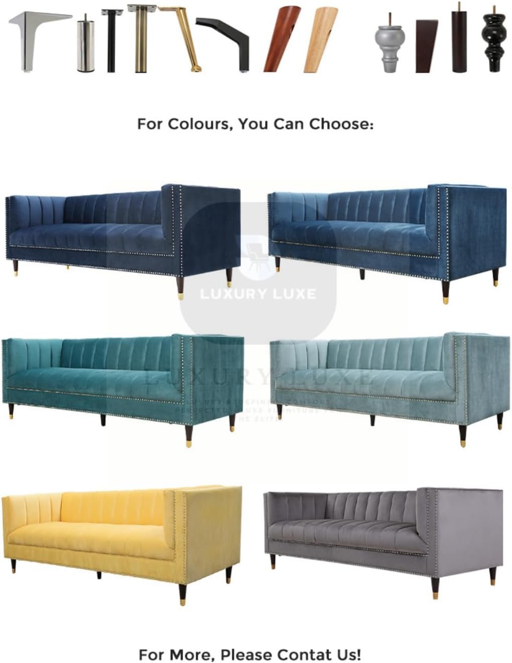 Luxury Luxe Velvet Chesterfield Sofa - 3-Seater Tuxedo Tufted Channel Back Sofa, Mid-Century Modern Velvet Couch for Living Room, Apartment (High Grade Foam, Eucalyptus Frame) (Green) - Image 5