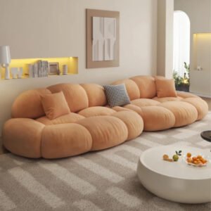 Luxury Luxe Modular Loveseat Sofa – Velvet Upholstery, Customizable Layouts & Sizes (120cm-280cm) | Modern Living Room, Eco-Friendly, Plush Comfort (Orange, 2 Seater - 180 cm)