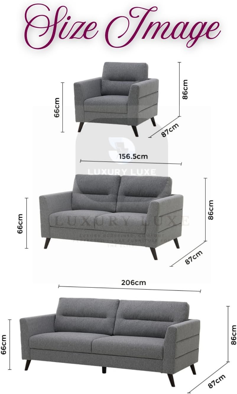 LUXURY LUXE Nordic Harmony 1-2-3 Seater Fabric Sofa Set – Scandinavian Minimalist, Modular & Plush Foam for Living Rooms, Apartments, Offices (Single Seater: 120 cm) - Image 3