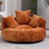 Luxury Luxe Japanese Style Single Seater Floor Chair Compression Accent Sofa Vacuum Compress Compressed Sofa Springs (Orange)