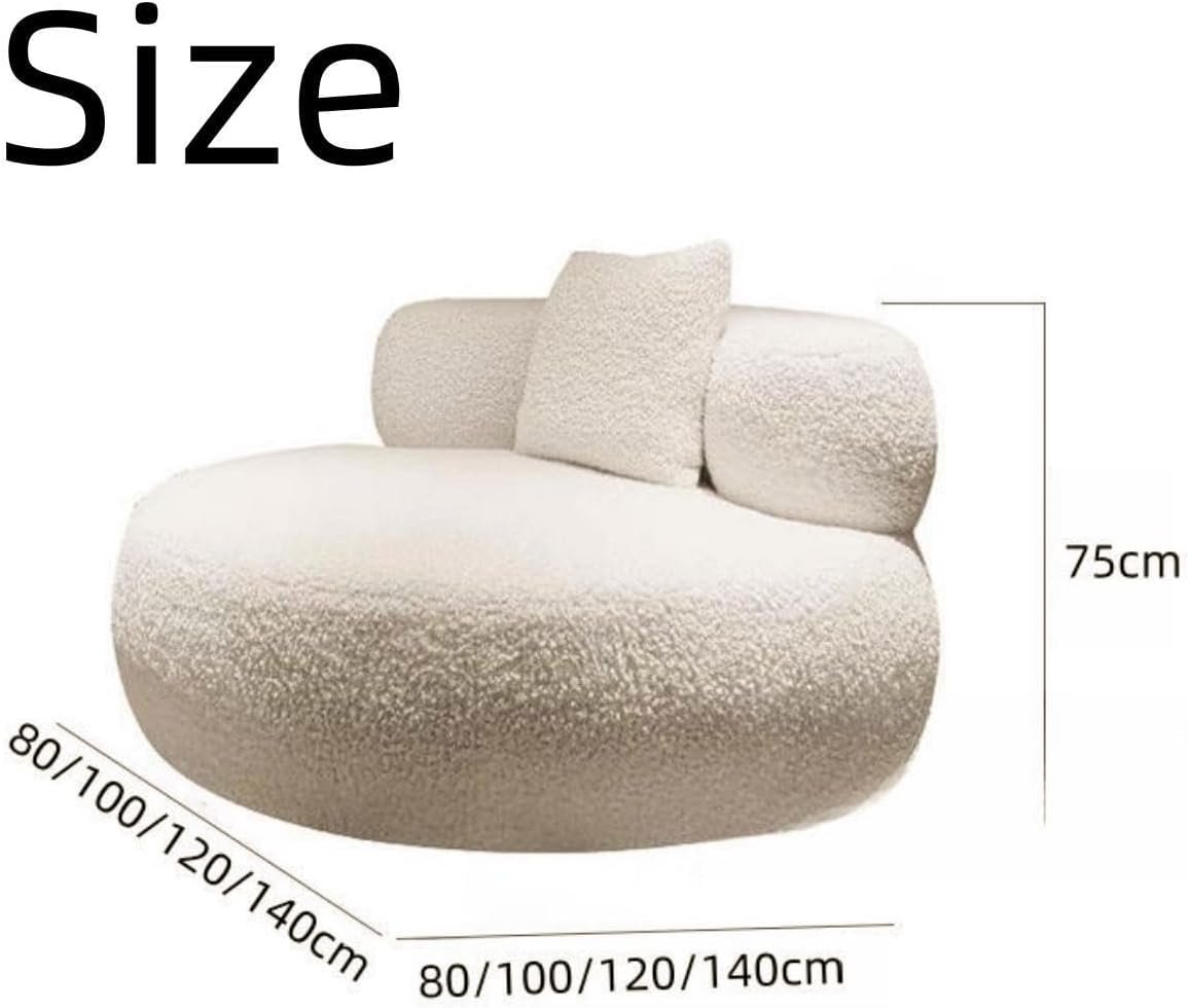 Luxury Luxe 360° Swivel Overstuffed Fleece Sofa Chair | Beige | 80-140cm for Living Room & Office | Solid Wood Frame (Without Swivel Chair, Chair : W100 x L100 x H75CM) - Image 2