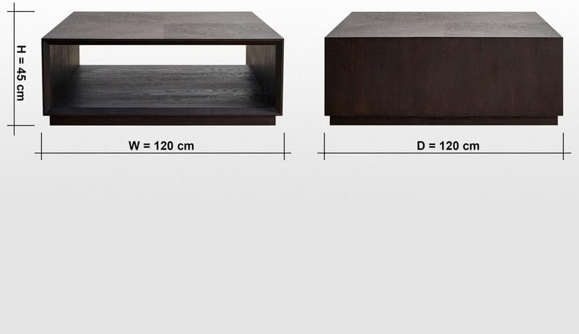 Luxury Luxe Modern Square Coffee Table with Storage, 120x120x45 cm, Dark Wood MDF Veneer (WENGE) - Image 2
