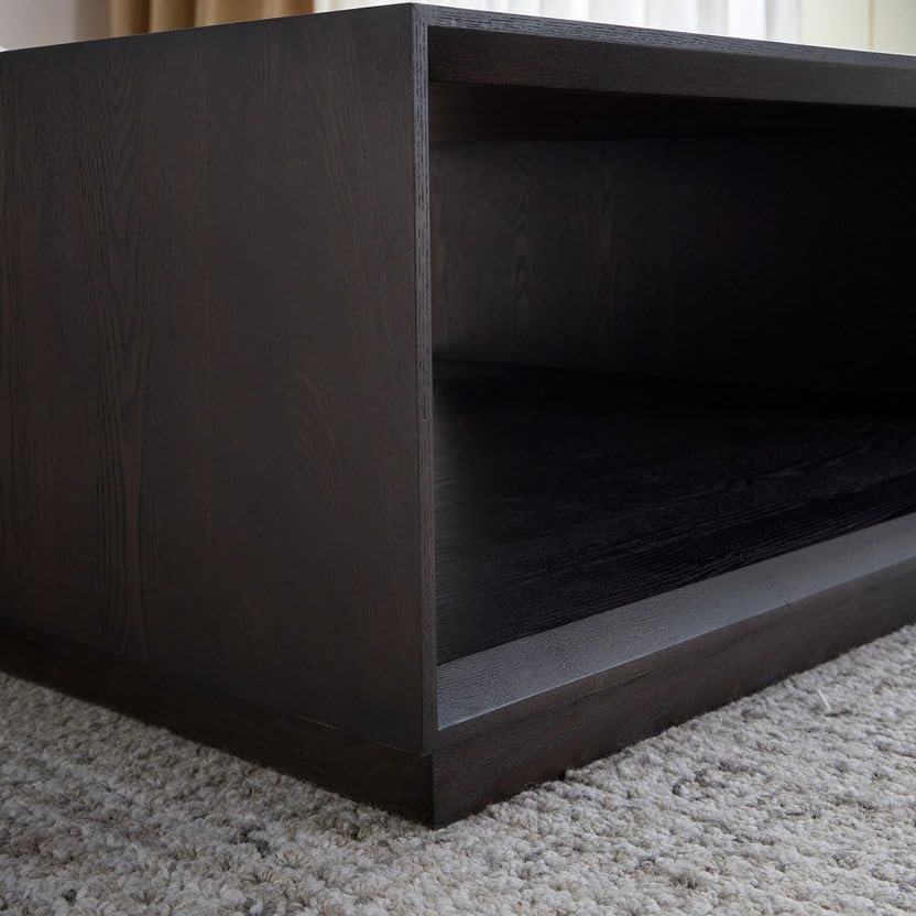 Luxury Luxe Modern Square Coffee Table with Storage, 120x120x45 cm, Dark Wood MDF Veneer (WENGE) - Image 5