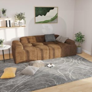 Luxury Luxe Modern 78.7" Upholstered Loveseat Sofa | Velvet 2–3 Seater Couch with High-Rebound Foam, Stain & Tear Resistant Fabric | Fully Assembled Arm Sofa for Living Room (BROWN)