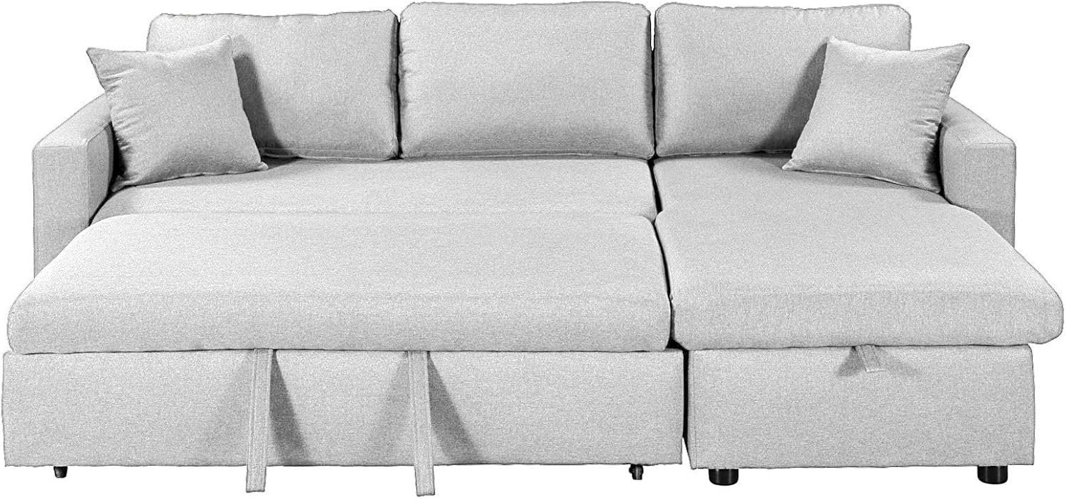 LUXURY LUXE Hunter 3-Seater Diwan Sofa Cum Bed - Beige | Convertible Chaise, In-Built Storage & Foam-Coil Comfort | Versatile Living Room, Apartment Furniture - Image 3