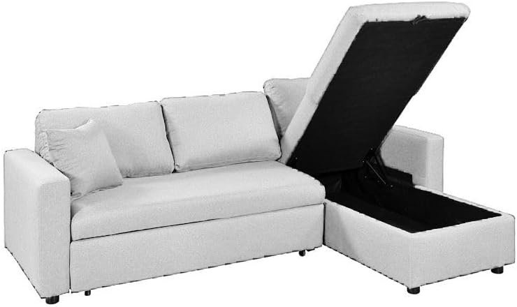 LUXURY LUXE Hunter 3-Seater Diwan Sofa Cum Bed - Beige | Convertible Chaise, In-Built Storage & Foam-Coil Comfort | Versatile Living Room, Apartment Furniture - Image 4