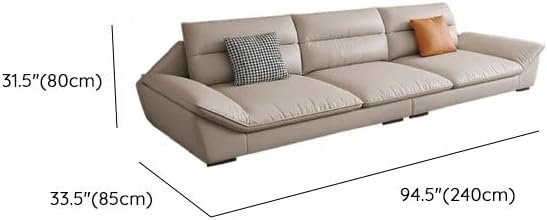 Luxury Luxe Modern L-Shape Tan Sofa Chaise, Modular Sofa with Flared Arms, Pillow Back,3 Seater to 5 Seater Water & Stain Resistant, Tech Cloth Upholstery (Without Chaise: 240 cm x 85 cm x 80 cm) - Image 3