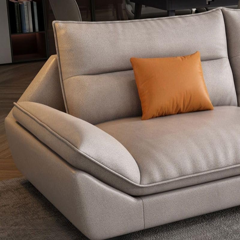 Luxury Luxe Modern L-Shape Tan Sofa Chaise, Modular Sofa with Flared Arms, Pillow Back,3 Seater to 5 Seater Water & Stain Resistant, Tech Cloth Upholstery (Without Chaise: 240 cm x 85 cm x 80 cm) - Image 4