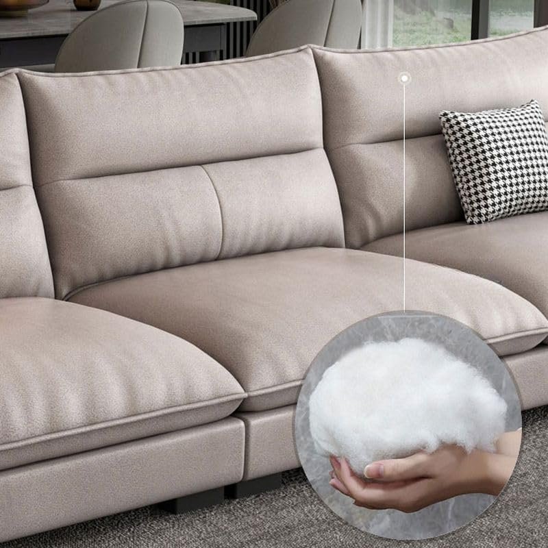 Luxury Luxe Modern L-Shape Tan Sofa Chaise, Modular Sofa with Flared Arms, Pillow Back,3 Seater to 5 Seater Water & Stain Resistant, Tech Cloth Upholstery (Without Chaise: 240 cm x 85 cm x 80 cm) - Image 6