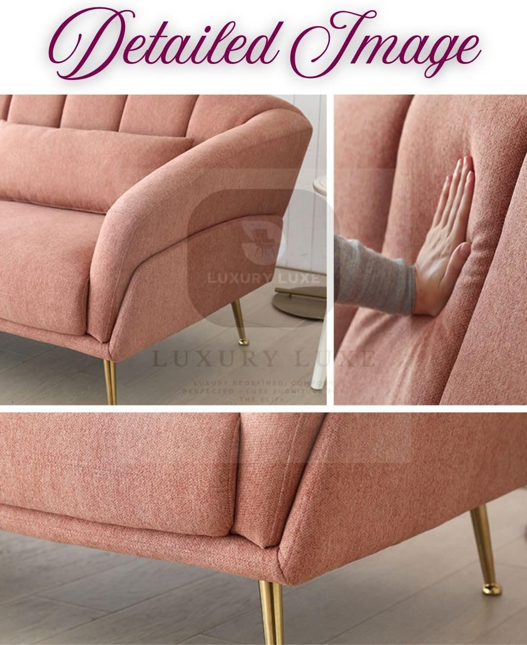 Luxury Luxe Curved Back 3-Seater Sofa: Rose Pink & Green Velvet with Gold Legs – Nordic French Modern Canapé for Living Room, Bedroom, Hotel (Light Green) - Image 4