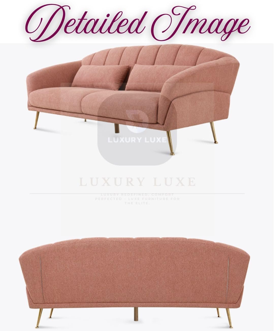 Luxury Luxe Curved Back 3-Seater Sofa: Rose Pink & Green Velvet with Gold Legs – Nordic French Modern Canapé for Living Room, Bedroom, Hotel (Light Green) - Image 5