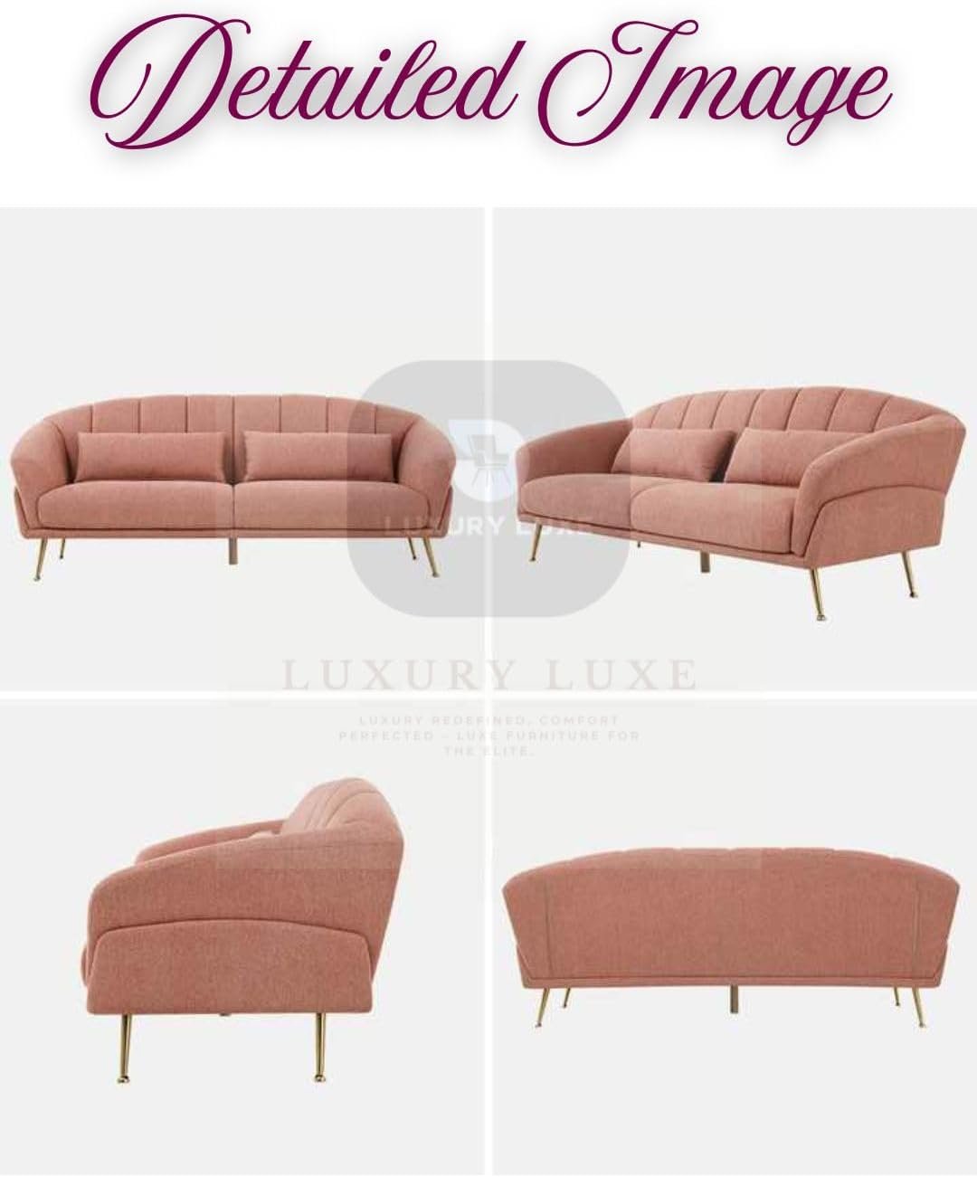 Luxury Luxe Curved Back 3-Seater Sofa: Rose Pink & Green Velvet with Gold Legs – Nordic French Modern Canapé for Living Room, Bedroom, Hotel (Light Green) - Image 9