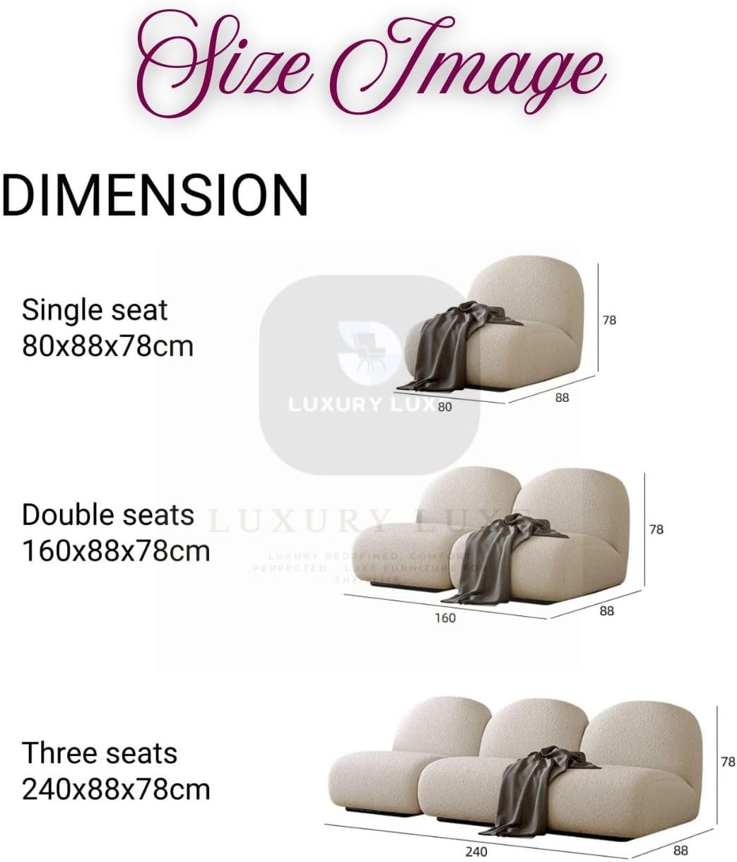 Luxury Luxe Cloud-Shaped Sofa Set for Living Room - Modern Eco-Friendly Fabric, Ergonomic Comfort & Durable Solid Wood Frame for Living Room, Single/Double/3-Seater (Single Seater: 78H x 88D x 80W cm) - Image 2