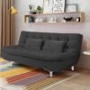 Luxury Luxe Modern 3-Seater Convertible Sofa Bed | Contemporary Space-Saving Sleeper for Living Rooms – Plush Comfort & Luxe Design (Black)