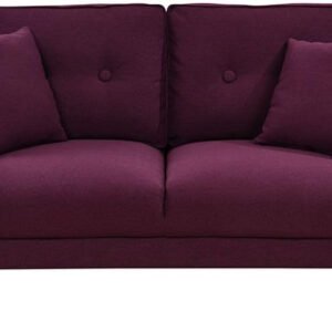 LUXURY LUXE Clayton 2-Seater Fabric Sofa - Burgundy | Tufted Button Detailing & Solid Wood Frame | Plush Pocketed Spring Comfort for Modern Interiors