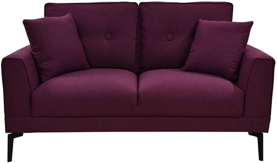 LUXURY LUXE Clayton 2-Seater Fabric Sofa - Burgundy | Tufted Button Detailing & Solid Wood Frame | Plush Pocketed Spring Comfort for Modern Interiors