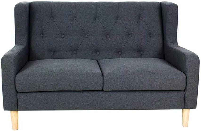 LUXURY LUXE Zirco 2-Seater Fabric Sofa - Dark Grey | Button-Tufted Back, Solid Wood Frame & Foam Cushions | Modern Living Room, Apartment Furniture - Image 2