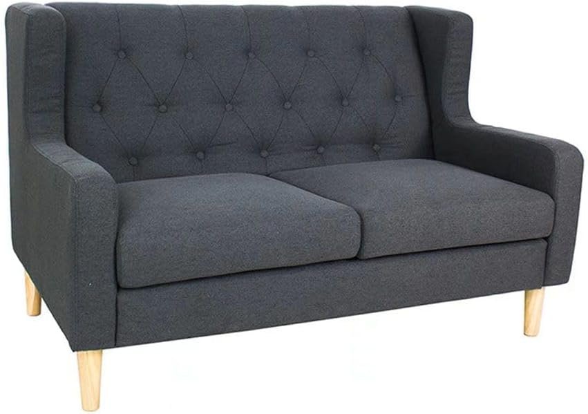 LUXURY LUXE Zirco 2-Seater Fabric Sofa - Dark Grey | Button-Tufted Back, Solid Wood Frame & Foam Cushions | Modern Living Room, Apartment Furniture - Image 4