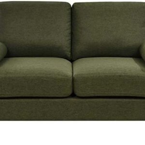 LUXURY LUXE Escanor 2-Seater Fabric Sofa - Emerald Green | Solid Wood Frame & Pocketed Spring Comfort | Trendy Indoor Sofa for Modern Living Spaces