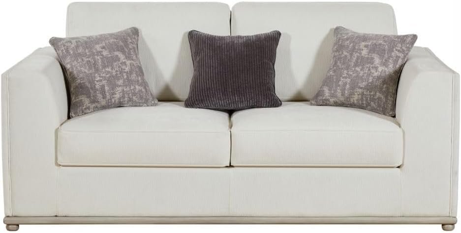 LUXURY LUXE Hades 2-Seater Milky White Fabric Sofa – Modern, Compact & Plush for Stylish Living Rooms & Small Spaces