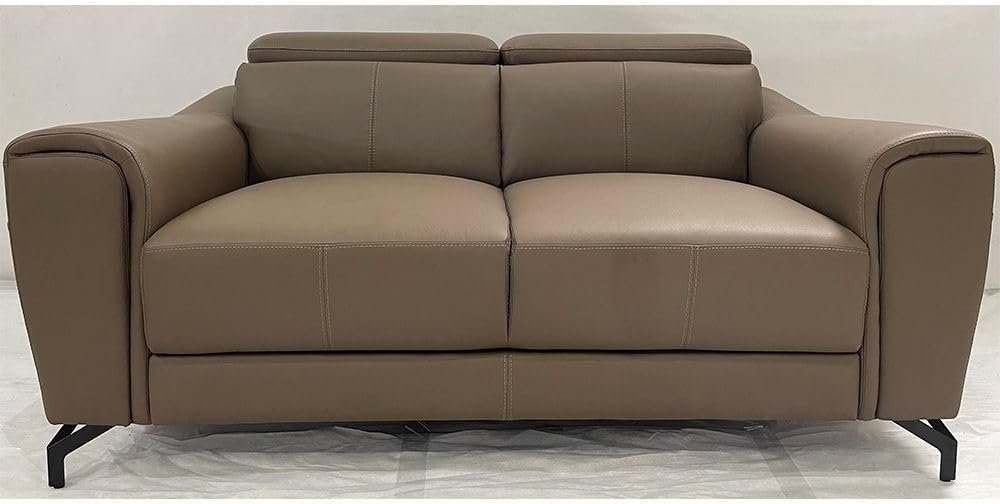 LUXURY LUXE Napoli 2-Seater Faux Leather Sofa – Coffee | Modern Compact Sofa with Throw Pillow | Rich Brown Luxury for Contemporary Living