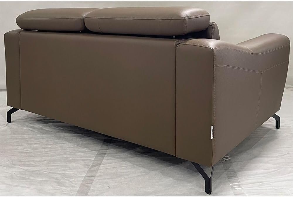 LUXURY LUXE Napoli 2-Seater Faux Leather Sofa – Coffee | Modern Compact Sofa with Throw Pillow | Rich Brown Luxury for Contemporary Living - Image 3