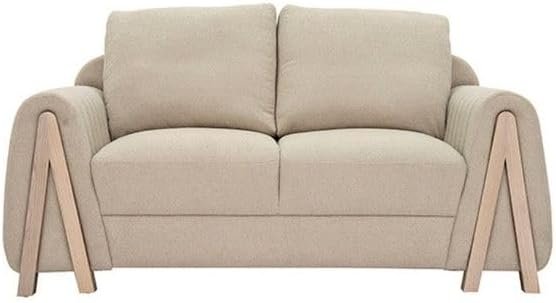 LUXURY LUXE CORA 2 Seater Sofa - Premium Fabric Upholstery, Wooden Base, Elegant Beige Sofa for Living Room & Hotel Furniture