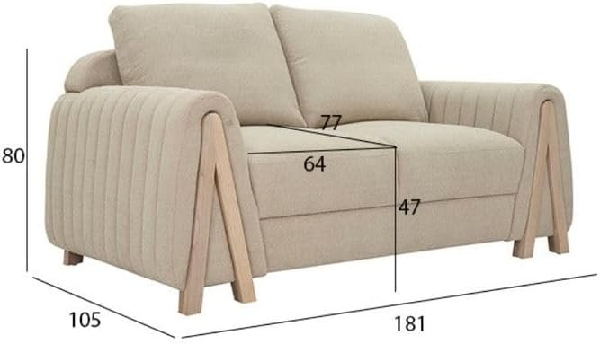 LUXURY LUXE CORA 2 Seater Sofa - Premium Fabric Upholstery, Wooden Base, Elegant Beige Sofa for Living Room & Hotel Furniture - Image 2