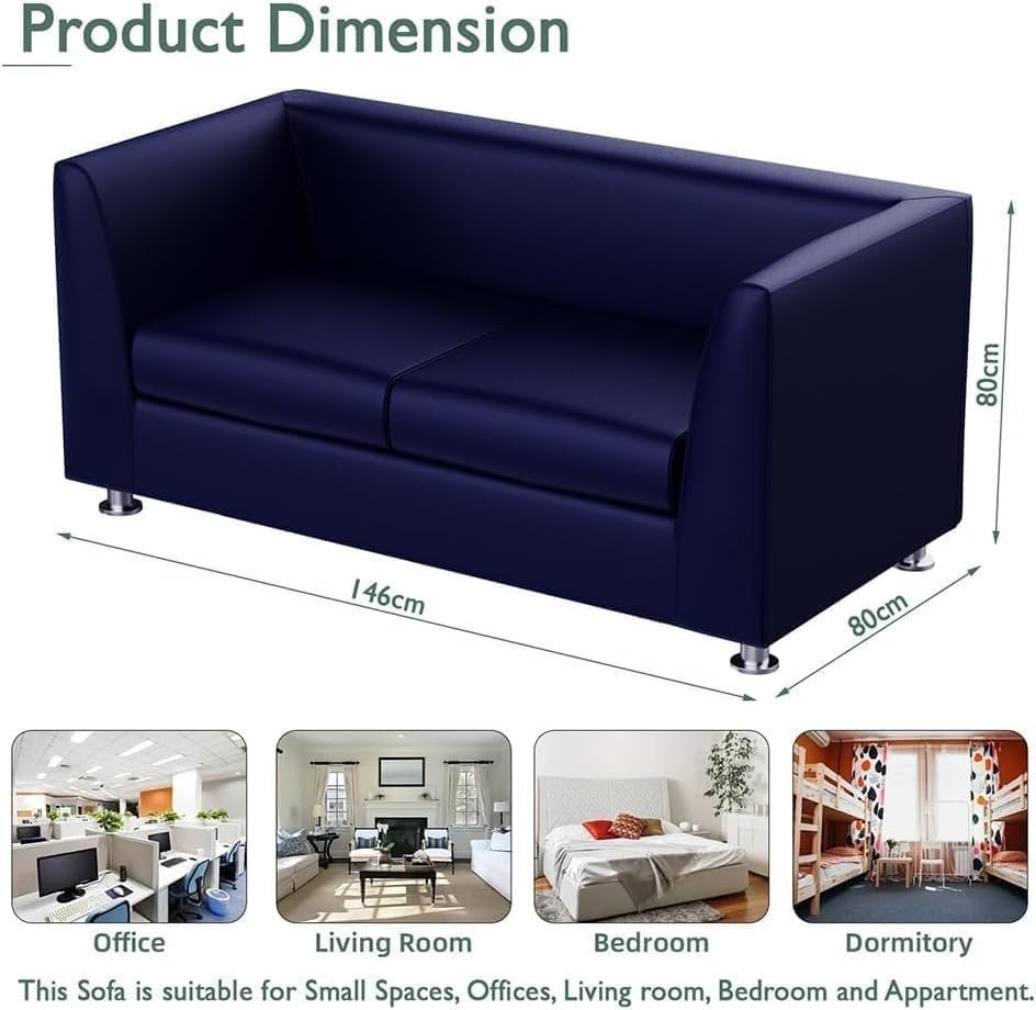 Karnak Vancia Two Seater Sofa Couch for Living Room Design Couch, Small Space, Solid Frame, Metal Legs & HD Foam, Comfortable Loveseat Sofa Couch 2 Seater Cushion Sofa Couch (Indigo) - Image 3