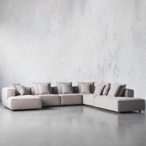 Karnak Hansen 6 Seater Polyester Sofa Couch Modern Design Design Sectional Sofa Couch For Living Room Color â€“ Pale Silver