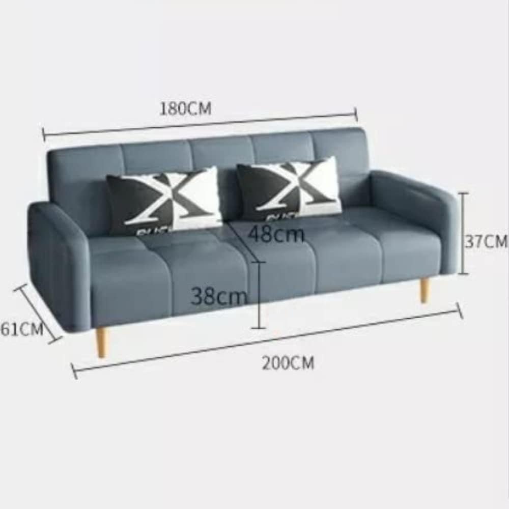 Karnak 2 Seater Sofa Couch, Upholstered Couch for Living Room, Modern Design Sofa Couch with Linen Tufting & Wooden Legs Couch for Living Room Color (Light Blue) - Image 2