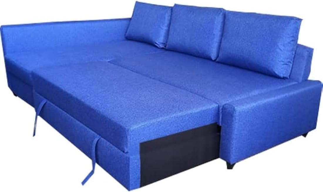 Karnak Convertible Sofa Couch Cum Bed L-Shape Corner Sofa Couch Plus Diwan Bed with Storage Box & Cushion for Living Room, Home, Office, Apartment, Studio Room Size 215x150x75 Centimeters KSB219