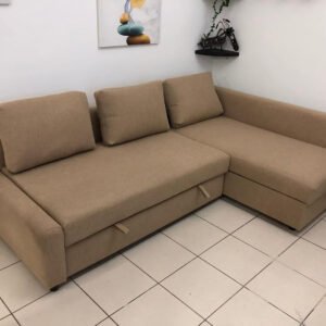Karnak Convertible Sofa Couch Cum Bed L-Shape Corner Sofa Couch Plus Diwan Bed with Storage Box & Cushion for Living Room, Home, Office, Apartment, Studio Room Size 215x150x75 Centimeters KSB0021