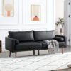 Karnak Brooklyn Leather 2-Seater Sofa Couch Set Modern Design Design Sofa Couch For Living Room Color (Black)
