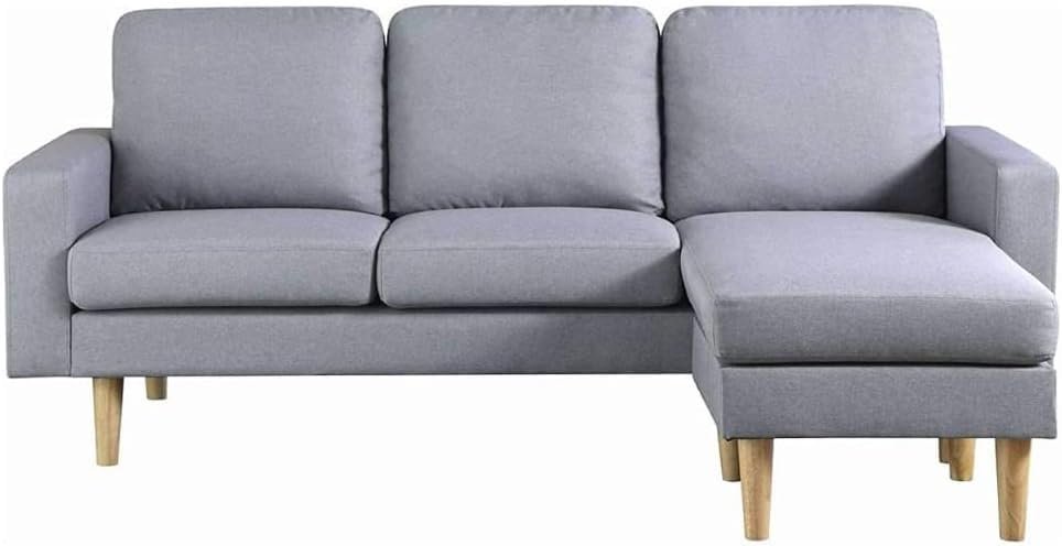 Karnak L-Shaped Sectional Sofa Couch, Wood Legs Modern Design Corner Sofa Couch Convertible For Studio, Living room furniture Color (Light Grey) for Living Room Furniture - Image 2