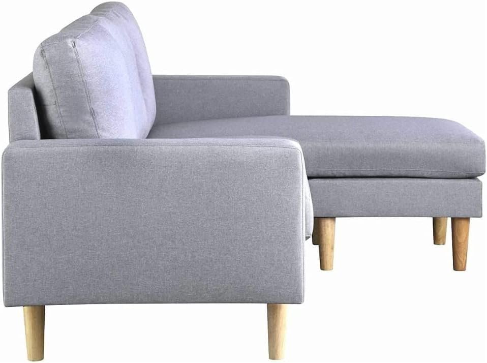 Karnak L-Shaped Sectional Sofa Couch, Wood Legs Modern Design Corner Sofa Couch Convertible For Studio, Living room furniture Color (Light Grey) for Living Room Furniture - Image 4