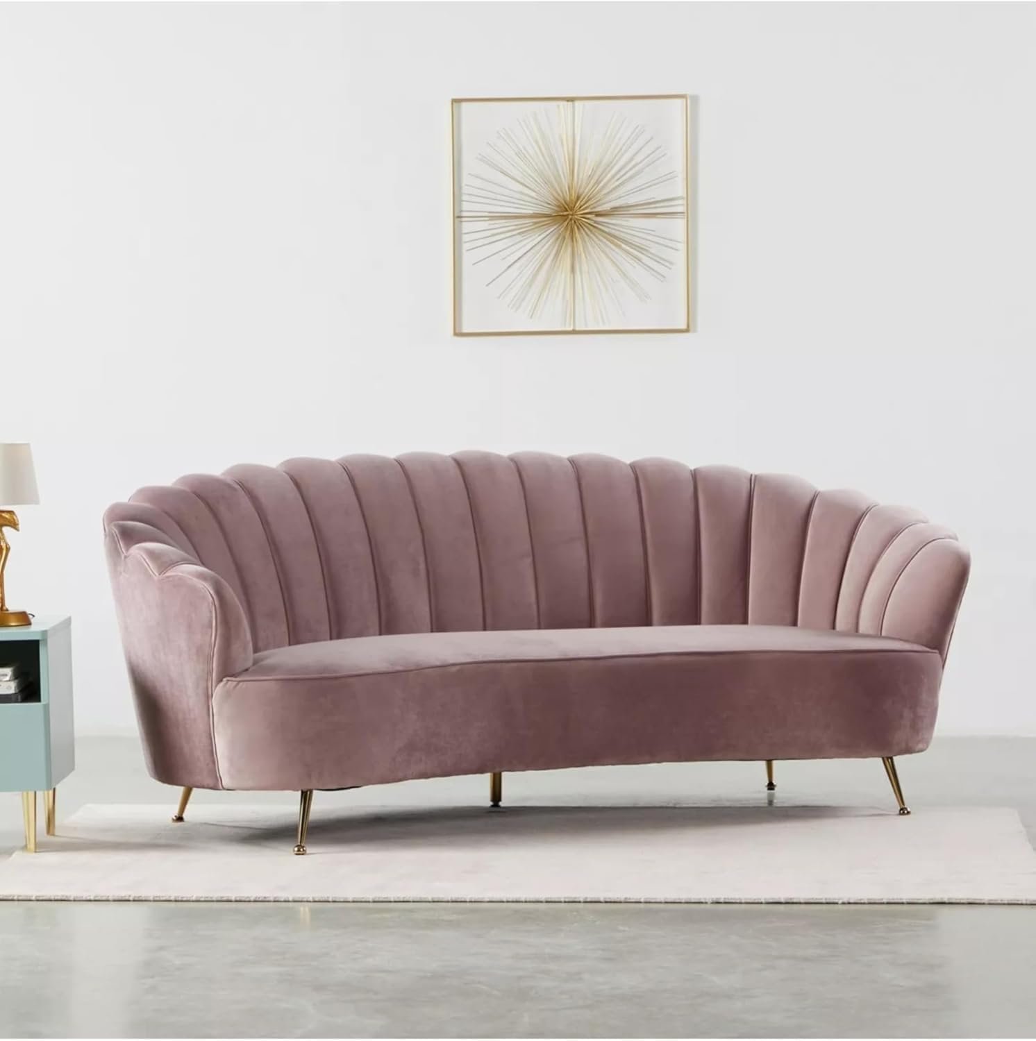 3-Seater Velvet Upholstery Sofa Couch A Perfect Blend of Comfort and Style - Light Pink for Living Room Furniture