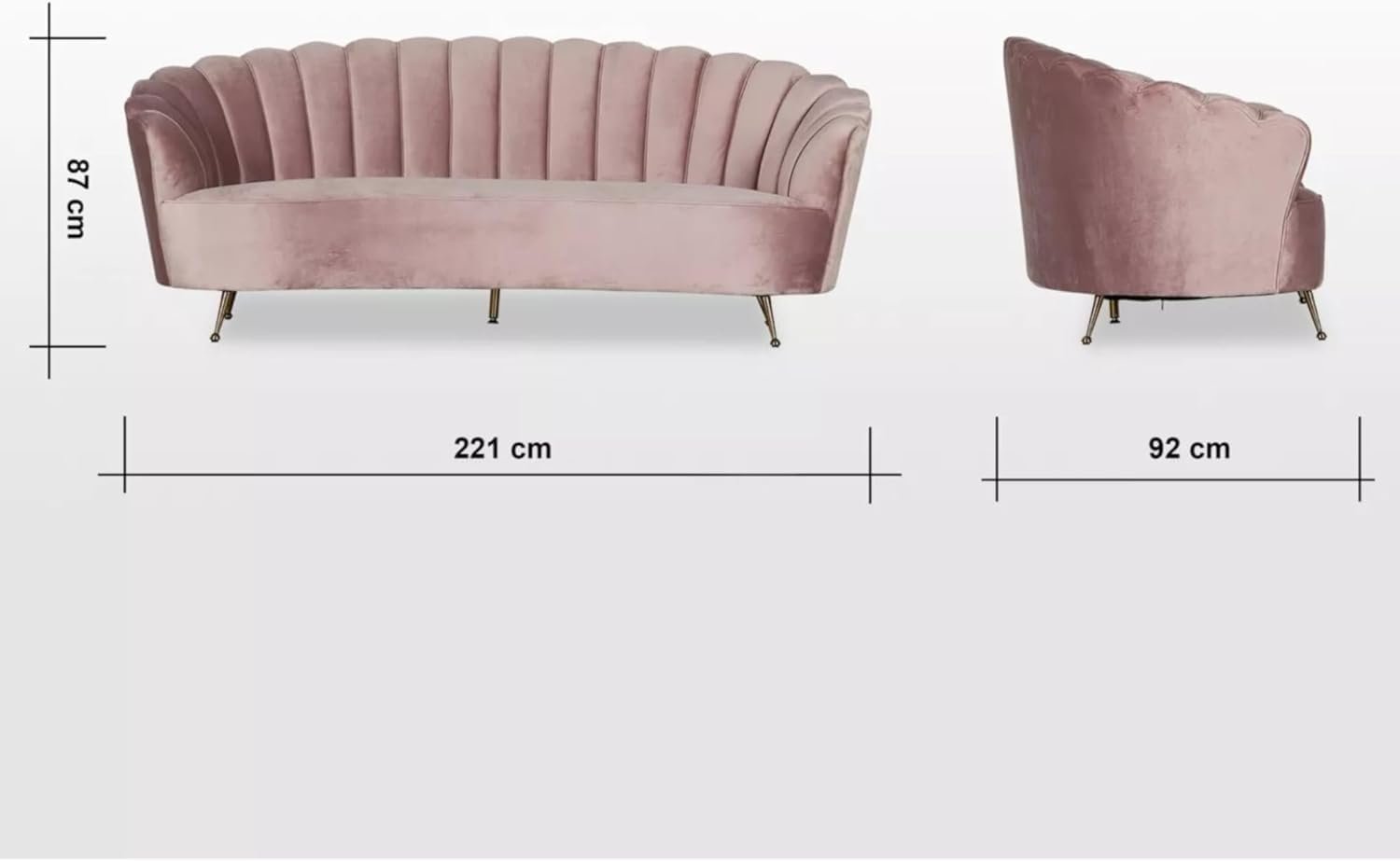 3-Seater Velvet Upholstery Sofa Couch A Perfect Blend of Comfort and Style - Light Pink for Living Room Furniture - Image 2
