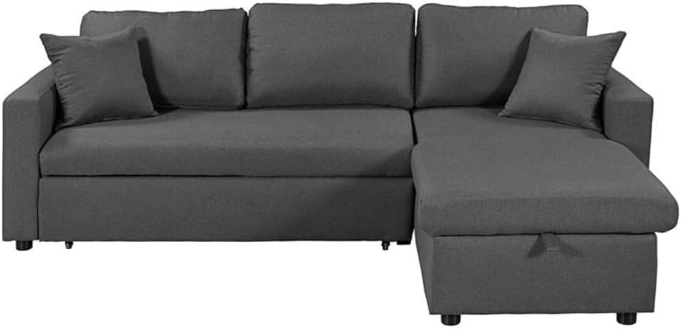 Karnak Hunter 3-Seater Fabric Upholstery Corner Sofa Couch Cum Bed L-Shaped Storage Space Convertible Living Room Furniture (Grey) - Image 2