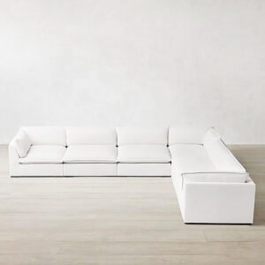 Karnak Baker 6 Seater Polyester Sofa Couch Modern Design Design Sectional Sofa Couch For Living Room Color â€“ White